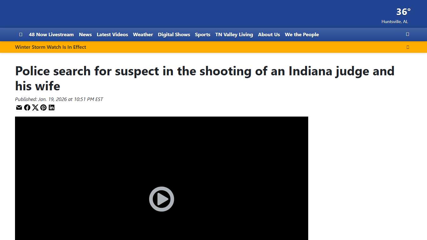 Police search for suspect in the shooting of an Indiana judge and his wife